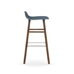 Normann Copenhagen Form Barstool - Wood - 75cm - Blue - Walnut Legs Shell Colour: Blue, Leg Colour: Walnut - thumbnail 3