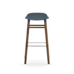 Normann Copenhagen Form Barstool - Wood - 75cm - Blue - Walnut Legs Shell Colour: Blue, Leg Colour: Walnut - thumbnail 4