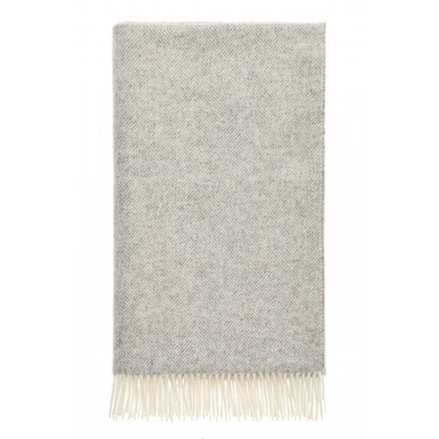 Bronte By Moon British Lambswool Herringbone Throw - Silver Grey