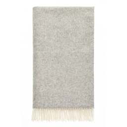 Bronte By Moon British Lambswool Herringbone Throw - Silver Grey