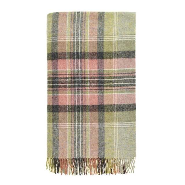 Bronte By Moon Kintyre Check Pure New Wool Throw - Green - image 1