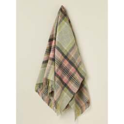 Bronte By Moon Kintyre Check Pure New Wool Throw - Green - thumbnail 3