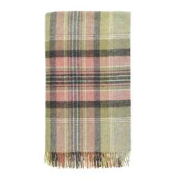 Bronte By Moon Kintyre Check Pure New Wool Throw - Green