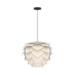 Umage Aluvia Pendant Light Shade - Pearl White - Medium with Black Rosette Cord Set With or Without Cord Set: With Black Rosette Cord Set - thumbnail 1