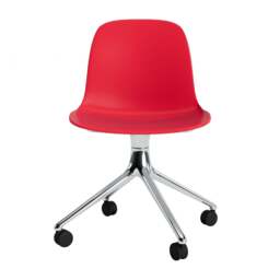 Normann Copenhagen Form Chair Swivel - 4 Wheel - Bright Red - Aluminium Legs Shell Colour: Bright Red, Leg Colour: Aluminium - thumbnail 2
