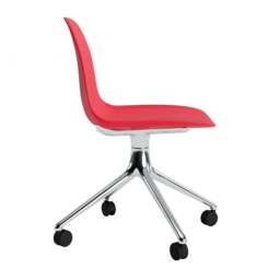 Normann Copenhagen Form Chair Swivel - 4 Wheel - Bright Red - Aluminium Legs Shell Colour: Bright Red, Leg Colour: Aluminium - thumbnail 3