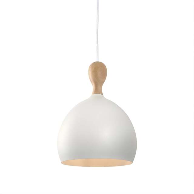 Halo Design Dueodde Metal/Wood Pendant Lamp - O 18cm - White Size: O 18cm, Colour: White