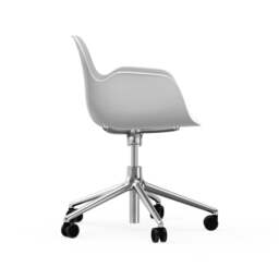 Normann Copenhagen Form Armchair Swivel - 5 Wheel - Gas Lift - White - Aluminium Legs Shell Colour: White, Leg Colour: Aluminium - thumbnail 3