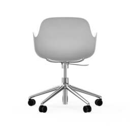 Normann Copenhagen Form Armchair Swivel - 5 Wheel - Gas Lift - White - Aluminium Legs Shell Colour: White, Leg Colour: Aluminium - thumbnail 4