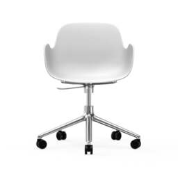 Normann Copenhagen Form Armchair Swivel - 5 Wheel - Gas Lift - White - Aluminium Legs Shell Colour: White, Leg Colour: Aluminium - thumbnail 2