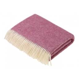 Bronte By Moon Pure Wool Herringbone Throw - Pink