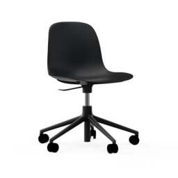 Normann Copenhagen Form Chair Swivel - 5 Wheel - Gas Lift - Black Legs Shell Colour: Black, Leg Colour: Black