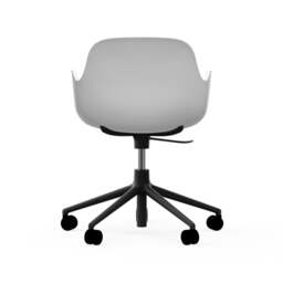 Normann Copenhagen Form Armchair Swivel - 5 Wheel - Gas Lift - White - Black Legs Shell Colour: White, Leg Colour: Black - thumbnail 4