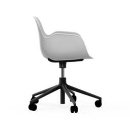 Normann Copenhagen Form Armchair Swivel - 5 Wheel - Gas Lift - White - Black Legs Shell Colour: White, Leg Colour: Black - thumbnail 3