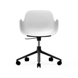 Normann Copenhagen Form Armchair Swivel - 5 Wheel - Gas Lift - White - Black Legs Shell Colour: White, Leg Colour: Black - thumbnail 2