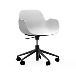 Normann Copenhagen Form Armchair Swivel - 5 Wheel - Gas Lift - White - Black Legs Shell Colour: White, Leg Colour: Black - thumbnail 1