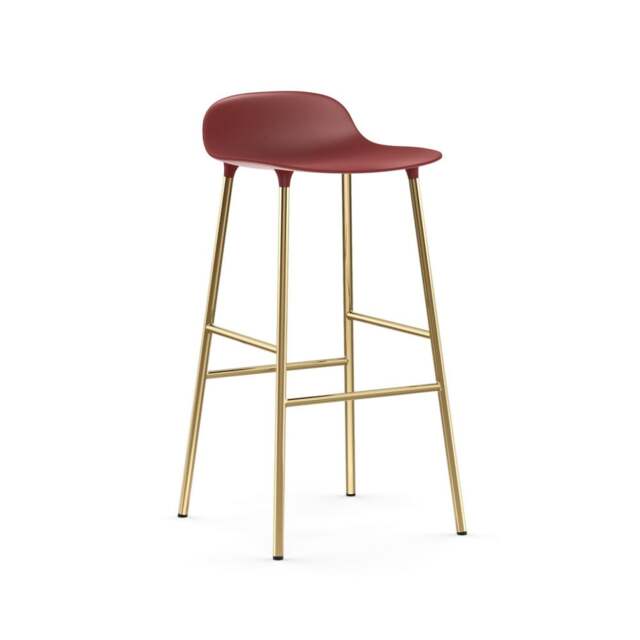 Normann Copenhagen Form Barstool - 75cm - Red - Brass Legs Shell Colour: Red, Leg Colour: Brass - image 1