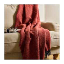 Tweedmill Textiles Pure New Wool Herringbone Throw - Flamingo & Navy - thumbnail 3