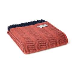 Tweedmill Textiles Pure New Wool Herringbone Throw - Flamingo & Navy - thumbnail 1