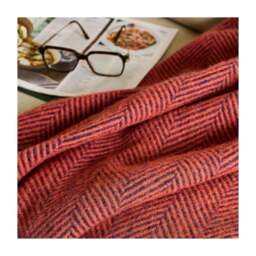 Tweedmill Textiles Pure New Wool Herringbone Throw - Flamingo & Navy - thumbnail 2