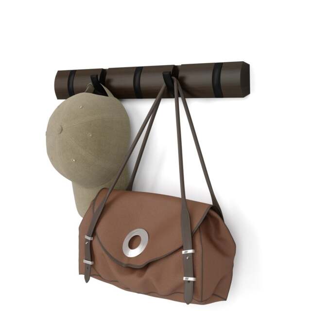 Umbra Flip 5 Hook Coat Rack - Black/Walnut - image 1