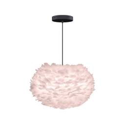 Umage Eos Feather Pendant Shade - Light Rose - Medium - 45cm with Black Rosette Cord Set With or Without Cord Set: With Black Rosette Cord Set