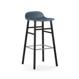 Normann Copenhagen Form Barstool - Wood - 75cm - Blue - Black Oak Legs Shell Colour: Blue, Leg Colour: Black Oak - thumbnail 1