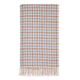 Bronte By Moon British Lambswool Throw - Gingham - Sky Blue &amp Pink