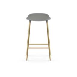 Normann Copenhagen Form Barstool - 65cm - Grey - Brass Legs Shell Colour: Grey, Leg Colour: Brass - thumbnail 4