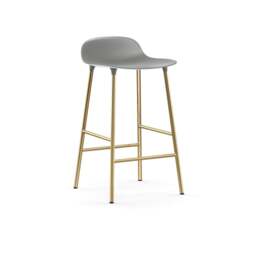 Normann Copenhagen Form Barstool - 65cm - Grey - Brass Legs Shell Colour: Grey, Leg Colour: Brass - thumbnail 1
