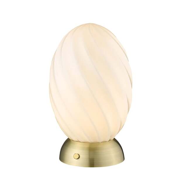 Halo Design Twist Table Lamp - Egg - Opal Glass - Antique Brass Colour: Antique Brass - image 1