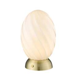 Halo Design Twist Table Lamp - Egg - Opal Glass - Antique Brass Colour: Antique Brass