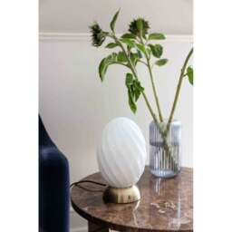Halo Design Twist Table Lamp - Egg - Opal Glass - Antique Brass Colour: Antique Brass - thumbnail 3