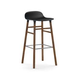 Normann Copenhagen Form Barstool - Wood - 75cm - Black - Walnut Legs Shell Colour: Black, Leg Colour: Walnut - thumbnail 1