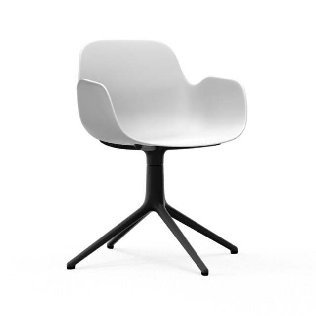Normann Copenhagen Form Armchair Swivel - 4 Leg - White - Black Legs Shell Colour: White, Leg Colour: Black - image 1