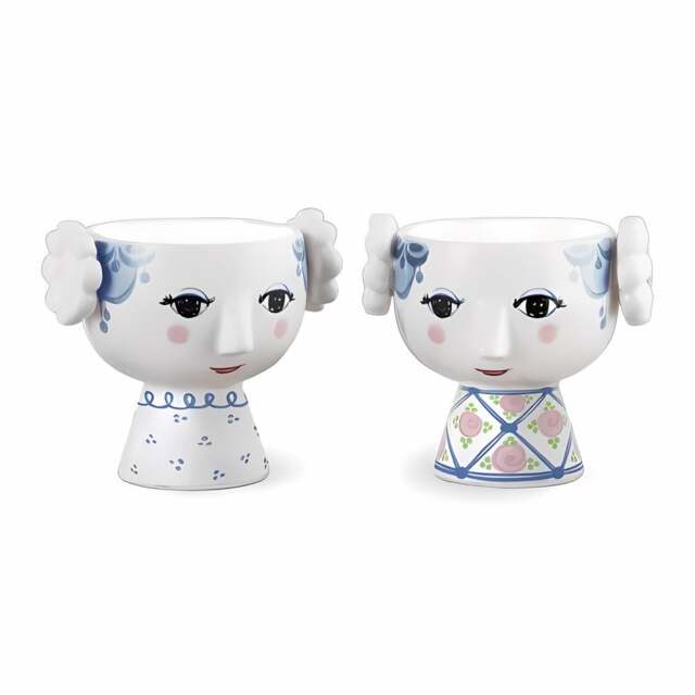 Bjorn Wiinblad Eva Tealight Holders - Set of 2 - Blue/Pink - 6.5cm - image 1