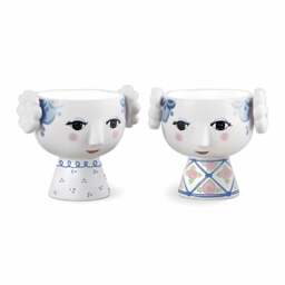 Bjorn Wiinblad Eva Tealight Holders - Set of 2 - Blue/Pink - 6.5cm - thumbnail 1