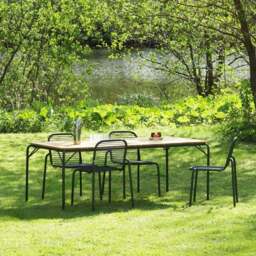 Normann Copenhagen Vig Outdoor Table - Robina Wood/Black - 90cm x 200cm - thumbnail 3