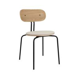Umage Curious Dining Chair - Oak - Black Legs - White Sands Cushion Leg Colour: Black Legs, Colour: White Sands - thumbnail 1