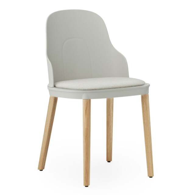 Normann Copenhagen Allez Chair - Warm Grey - Lacquered Oak Legs - Warm Grey/MLF20 Indoor Upholstered Seat Colour: Warm Grey, Leg Colour: Lacquered Oak - image 1