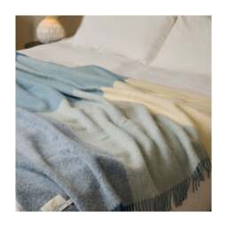 Tweedmill Textiles Extra Large Pure New Wool Paddock Check Throw - Blue Jay - 240 x 140 cm - thumbnail 2