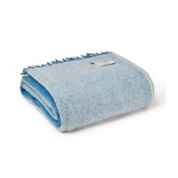 Tweedmill Textiles Extra Large Pure New Wool Paddock Check Throw - Blue Jay - 240 x 140 cm