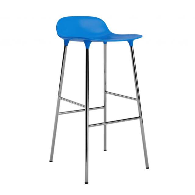 Normann Copenhagen Form Barstool - 75cm - Bright Blue - Chrome Legs Shell Colour: Bright Blue, Leg Colour: Chrome - image 1