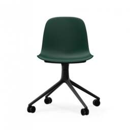 Normann Copenhagen Form Chair Swivel - 4 Wheel - Green - Black Legs Shell Colour: Green, Leg Colour: Black - thumbnail 2