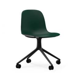 Normann Copenhagen Form Chair Swivel - 4 Wheel - Green - Black Legs Shell Colour: Green, Leg Colour: Black