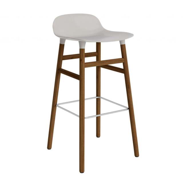 Normann Copenhagen Form Barstool - Wood - 75cm - Warm Grey - Walnut Legs Shell Colour: Warm Grey, Leg Colour: Walnut - image 1