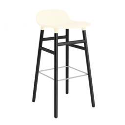 Normann Copenhagen Form Barstool - Wood - 75cm - Cream - Black Oak Legs Shell Colour: Cream, Leg Colour: Black Oak - thumbnail 1