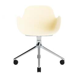 Normann Copenhagen Form Armchair Swivel - 4 Wheel - Cream - Aluminium Legs Shell Colour: Cream, Leg Colour: Aluminium - thumbnail 2