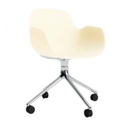 Normann Copenhagen Form Armchair Swivel - 4 Wheel - Cream - Aluminium Legs Shell Colour: Cream, Leg Colour: Aluminium - thumbnail 1