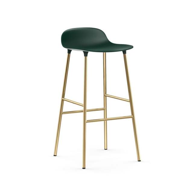 Normann Copenhagen Form Barstool - 75cm - Green - Brass Legs Shell Colour: Green, Leg Colour: Brass - image 1